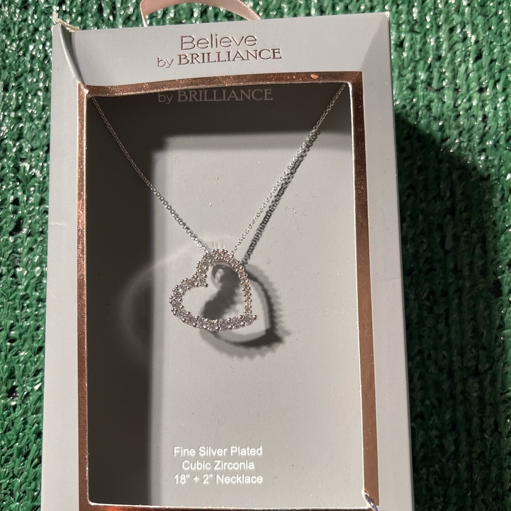 Believe by Brilliance fine silver plated cubic zirconia necklace